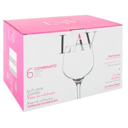 Lav Set 6 Copas Combinados 730 cc Ø9x10.5x21 cm de Cristal Transparente Colección Combinato (4 Cajas)