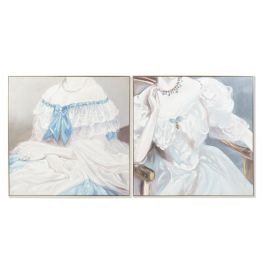 DKD Home Decor Cuadro Tradicional Mujer Pintado a Mano Lienzo Pino Multicolor Azul Blanco 102x102x4.5 cm (2 Unidades) Precio: 136.49999957. SKU: S3028215
