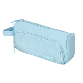 Liderpapel Estuche Portatodo Minibag, Azul Pastel, 2 Cremalleras, Bolsillo Interior, 210x100x70 mm