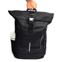 EWENT Mochila EW2536 17.3" Trendy Roll Unisex Impermeable Negro, Diseño Ampliable 25.5L-34L, Compartimento Portátil, Puerto USB