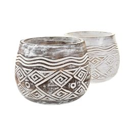 DKD Home Decor Macetero Balines Marron Blanco 22 x 16 x 22 cm (2 Unidades) de Albasia Precio: 23.50000048. SKU: B1456JNNZB