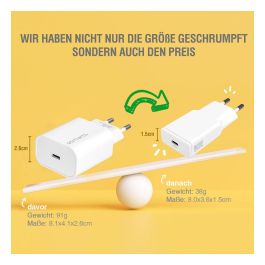 4smarts Cargador PDPlug Duos Slim 20W GaN USB-C/A+USB-C Cable Blanco 541509