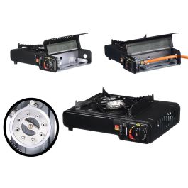 Argon Hornillo de Gas Portátil Negro 34x11.5x28.5 cm | Apto para Cartucho B-220 y GLP | 1 Quemador con Regulador de Llama (Set de 5) Precio: 98.98999957. SKU: B14WK65SFZ