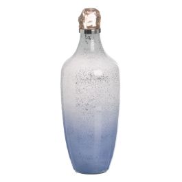 Botella Azul Plateado Resina Cristal 16 x 16 x 44 cm Decorativa