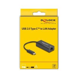 Delock 64306 Adaptador USB-C a Ethernet RJ45 LAN 10/100 Mbps, USB 2.0 Tipo C, Negro, para PC/Portátil