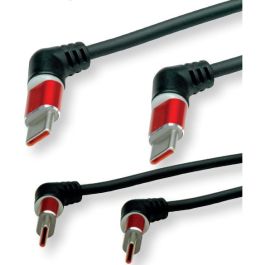ROLINE Cable USB 2.0 C a C Espiral, 1.5m, Negro/Rojo, USB2.0-LADE-SPIRALKABEL C-C