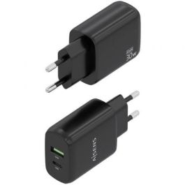 Aisens A110-0924 Cargador de Pared GaN 30W USB-C PD 3.0 y USB-A QC 3.0, 33W total, Carga Rápida para Portátiles, Móviles, Tablets, Negro. Aisens A110-0924 Cargador de Pared GaN 30W USB-C PD 3.0 y USB-A QC 3.0, 33W total, Carga Rápida para Portátiles, Móviles, Tablets, Negro.