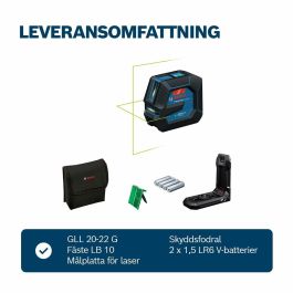 BOSCH PROFESSIONAL GLL 20-22 G Láser de Línea Verde Doble Alimentación, Precisión ± 0,3 mm/m