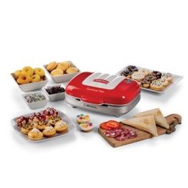 Ariete 1972/00 Sandwichera 3 en 1 para Sándwiches, Donuts y Cupcakes, Diseño Retro Rojo