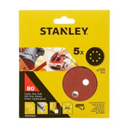 Stanley Discos Lijadora Autoadherente Roto-orbital 80 g Ø125 mm 5 uds