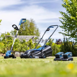 Scheppach Pack Cortacésped BC-MP320-X 32 cm + Bordeadora 2 en 1 C-LT300-X - Cortacésped Eléctrico 20V IXES con 2 Baterías 4ah y Cargador Inalámbrico