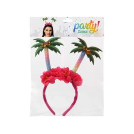 Diadema Palmeras Flores Hawaiana para Fiesta Tropical, Disfraz Bailarina Verano