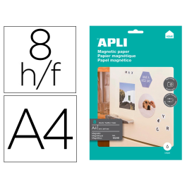 Apli Papel Magnético Blanco DIN A4 para Impresoras Inkjet, Acabado Fotográfico, Paquete de 8 Hojas Precio: 24.78999963. SKU: S8400752