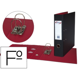 Pardo Archivador de Palanca Folio Plástico Negro 2 Anillas 70 mm con Compresor Metálico 285 x 335 mm