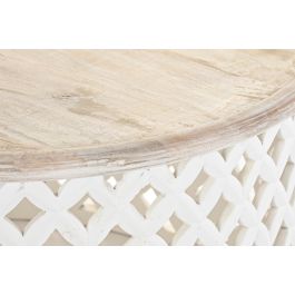 DKD Home Decor Mesa Centro Mango Natural Blanco 81 x 81 x 45 cm