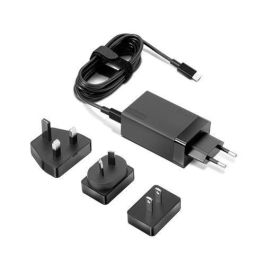 Lenovo Adaptador de Viaje 65W USB-C AC con 4 Enchufes Intercambiables (US, EU, AU, UK) 1.8m Negro para Dispositivos USB-C