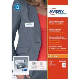 Avery 4835G-M Caja 10 Portanombres Polar Badge Antracita con Imán – 30 x 65 MM Plástico