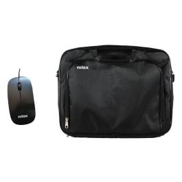 Nilox Maletín para portátil 15.6" Essential 2 con Ratón Óptico 1200 dpi, Negro, Poliéster, Resistente