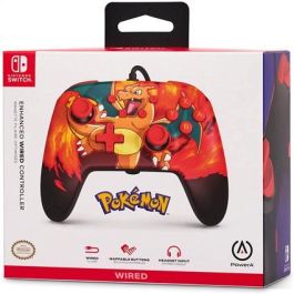 Power A Mando con Cable Nintendo Switch NSGP0040-02 Charizard Vortex, Diseño Mejorado y Botones Asignables, Compatible con Switch y Switch OLED