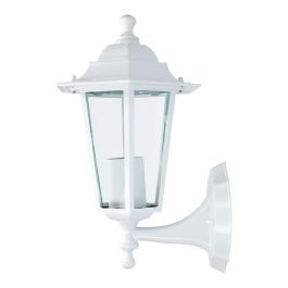 Edm Aplique Exterior de Pared Zurich, Aluminio y Cristal Blanco, E27 60W, IP44, Luz Hacia Arriba (Bombilla No Incluida)