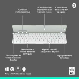 Teclado Bluetooth Logitech 920-013011 Qwerty Español Gris Blanco/Gris