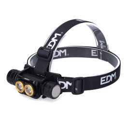 Edm Linterna Frontal 3.000lm, 20h Autonomía, IP44, USB Tipo-C, 4 Modos Luz, Incluye Cinta e Imán