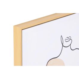 DKD Home Decor Cuadro Mujer Abstracto Estilo Scandi Blanco Beige Lienzo PS 70 x 50 x 3.5 cm (2 Unidades) Hecho a Mano