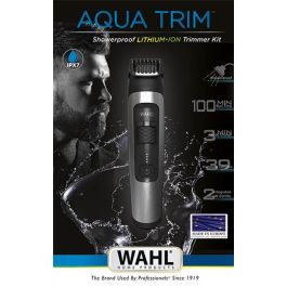 Wahl 1065-0460 Recortadora y Cortabarba Aquatrim Wet&Dry Impermeable para Uso en Seco o Húmedo con 39 Longitudes de Corte