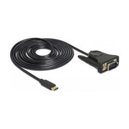 DeLOCK 62964 - Adaptador USB-C a RS-232 (Serie DB9), Macho a Macho, Negro, Cable 1.8 m