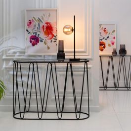 Recibidor 107 x 35,5 x 79 cm Cristal Negro Metal (2 Unidades)