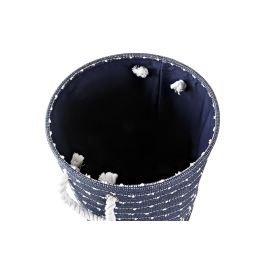 DKD Home Decor Cesta Azul Marino Blanco Poliéster Set de 2 Unidades 38 x 47 x 38 cm