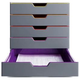 Durable Cajonera VARICOLOR con 5 compartimentos y etiquetas multicolor