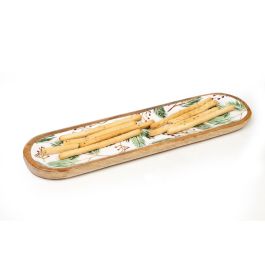 Bandeja de Aperitivos Romimex Blanco Verde Madera de mango Ovalada Hojas 40 x 2 x 10 cm Precio: 27.78999982. SKU: B1F86VVCVQ