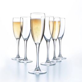Arcoroc Copas Flauta Vina 19 cL - Juego de 6 Copas de Vidrio Transparente para Cava y Champagne - Apto Lavavajillas, Hecho en Francia