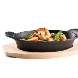 Dangrill Plato Oval Hierro 15x22cm Con Bandeja Bambú