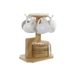 DKD Home Decor Set de 6 Tazas de Porcelana y Bambú Blanco 18 x 18 x 22 cm Aptas para Horno y Microondas Precio: 42.99000046. SKU: B1HQTJBTSR