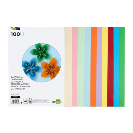 Liderpapel Cartulina A4 180g/m2 25 Colores Surtidos Paquete 100 Hojas
