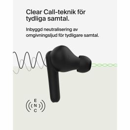 Belkin SoundForm Rhythm AUC012BTBK - Auriculares Inalámbricos Bluetooth 5.3, Resistencia IPX5 al Agua, 28 Horas de Batería, Almohadillas de Silicona, Negro