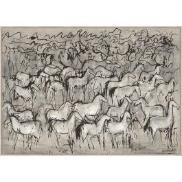 DKD Home Decor Cuadro Oriental con Caballos Yute y PS Beige/Negro 140x4x100 cm Precio: 127.50000021. SKU: B1DHTXGD9S