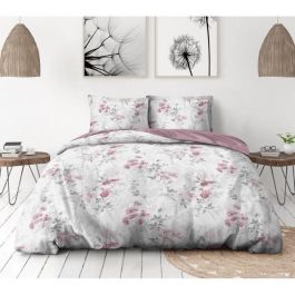 Juego de funda nórdica 220x240 cm HOME LINGE PASSION POMPADOUR: Funda nórdica + 2 fundas de almohada - 100% Algodón 57 Hilos - Blanco/rosa