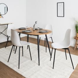 Home Deco Factory Silla Gustav Blanca Estilo Escandinavo Asiento Polipropileno Patas Hierro Negro