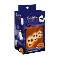 My Other Me Guirnalda de Calaveras de 150 cm con Luces (usa pilas AA) – Decoración para Halloween, caja impresa