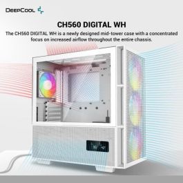 Deepcool Caja Ordenador Gaming CH560 Digital con Ventiladores ARGB, Soporte ATX, E-ATX, Cristal Templado