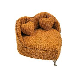 Caja-Joyero Versa Mostaza Poliéster Metal Espejo Madera MDF 16 X 13,5 X 16 CM Sofá