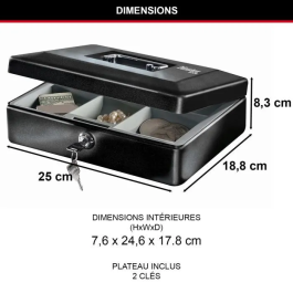 Master Lock Caja de monedas M 8 compartimentos Acero Negro con Bandeja Extraíble y Manija Integrada