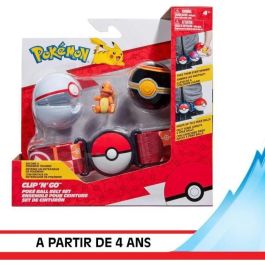 Cinturón - BANDAI - Pokémon Clip 'N' Go - 1 cinturón, 2 Poké Balls y 1 figura Salameche 5 cm