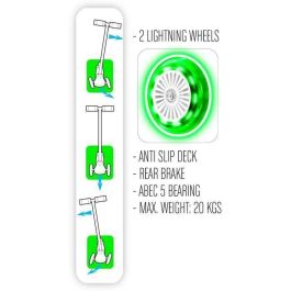 Stamp Scooter de 3 Ruedas con Equilibrio, Ruedas Delanteras Luminosas sin Pilas, Plataforma Antideslizante y Freno Trasero ABEC 5