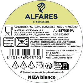 Inde Cubertería Niza, 16 Piezas de Acero Inoxidable, Color Blanco Aluminio, Juego de Cubiertos Completo (3 Unidades)