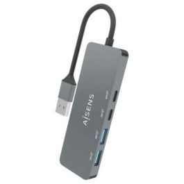 AISENS - HUB USB 3.2 GEN2 10G USB-A, USB-A/M-2xUSB-C/H-2xUSB-A/H, GRIS, 15CM