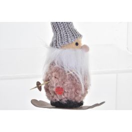 DKD Home Decor Surtido 12 Adornos Colgantes Navidad Alpina Noel Poliéster Rojo Gris Rosa Blanco 7x12x9 cm